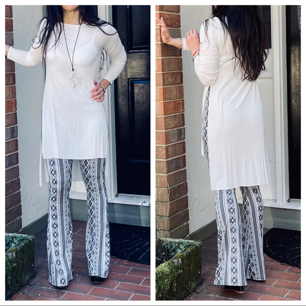 Ethnic print pull on fabulous bell bottom pants - Picture 4 of 5